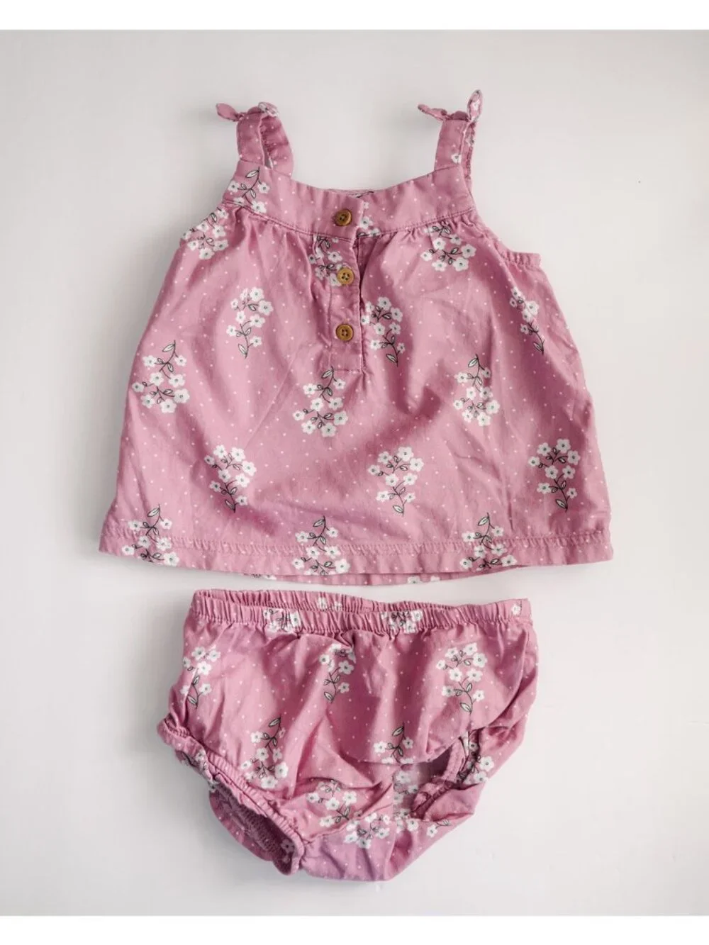 Carter’s & Carter’s 9M Baby Girl Bundle Footed Sleeper + Floral Tank & Bloomers